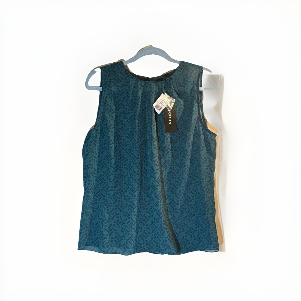 Darjoni Medium Sleeveless Teal Pattern Blouse NWT